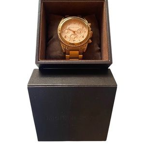 Michael Kors Women’s Rose Gold Watch with Pavé Stones
